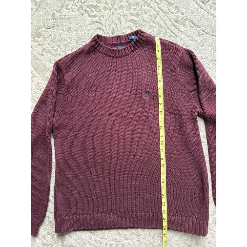 Vintage 90s Chaps 100% Cotton Crewneck Sweater Men’s M Women’s L Maroon Knit